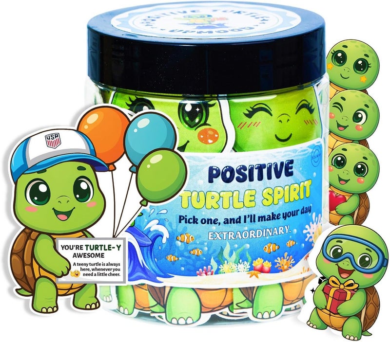 SOLMAY Positive Turtle Jar – 60 Daily Affirmation Cards with Standee | Cute Desk Decor & Encouragement Gift for Women, Coworkers, Teens, Friends | Emotional Support Jar, Just Because, Self Care Idea - Image 1